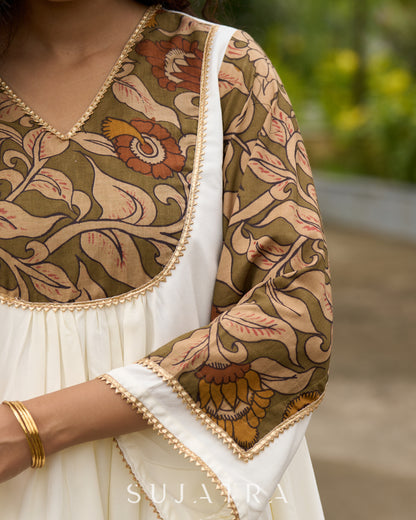 Boho Kalamkari Flared Short Tunic with Statement Sleeves  - Dhoti Pant Additional
