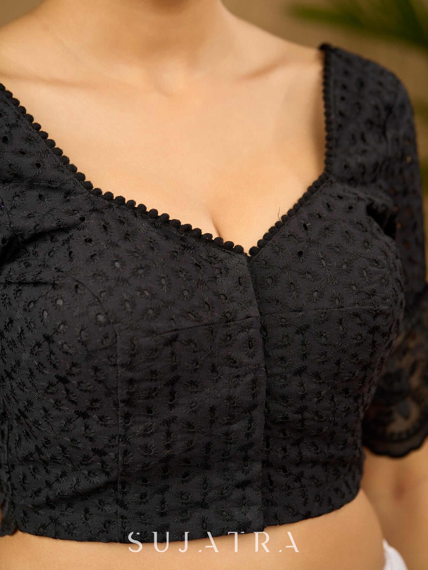 Chic black hakoba cotton blouse