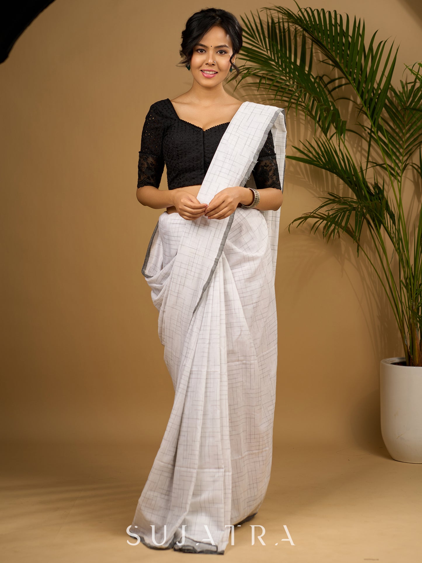 Chic black hakoba cotton blouse