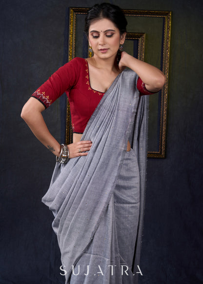 Traditional Gond Hand Painted Maroon Cotton Blouse