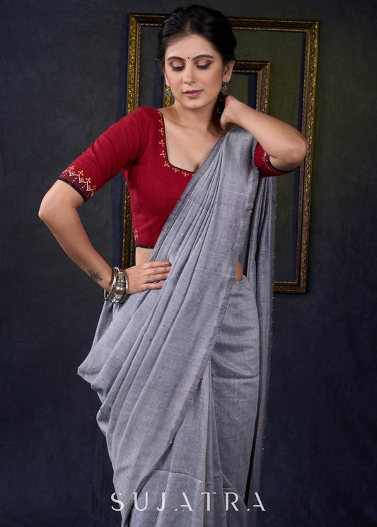 Traditional Gond Hand Painted Maroon Cotton Blouse