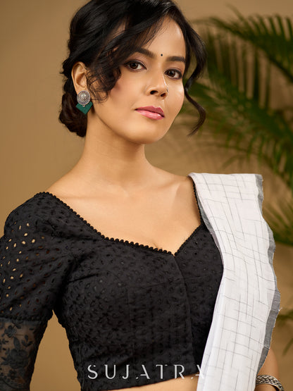 Chic black hakoba cotton blouse