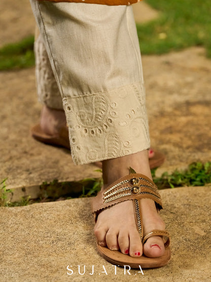 Mustard Bandhani Printed Viscose Kurta with Delicate Hakoba Accents