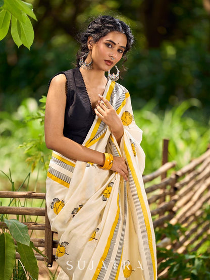 Solid Ebony Black Cotton Silk Sleeveless V Neck Blouse