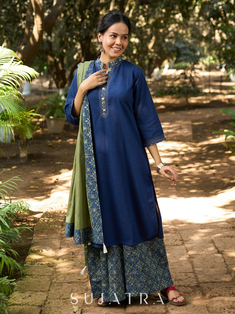 Blue Cotton Pant