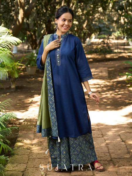 Blue Cotton Pant