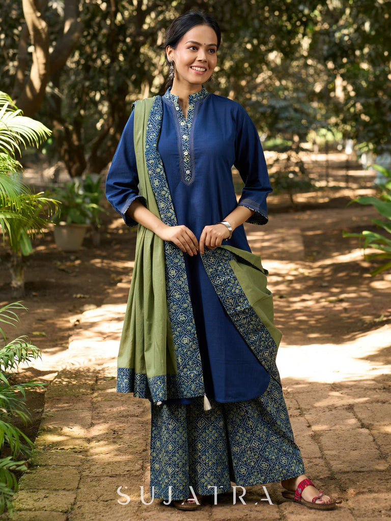 Blue Cotton Pant