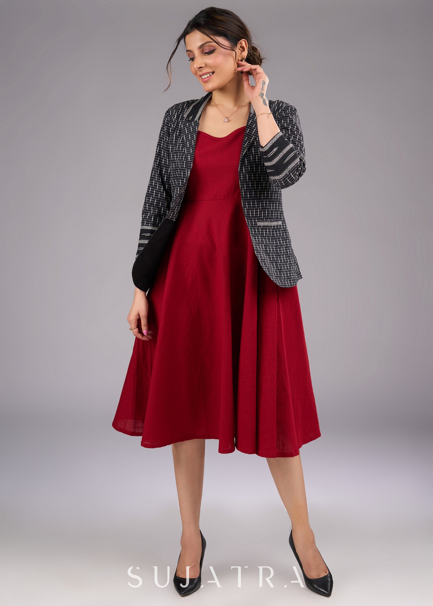 Dusk Black Ikat Blazer Jacket with Pockets - Dress optional