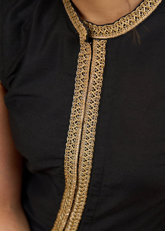Stylish black cotton silk sleeveless kurta - Tissue palazzo optional