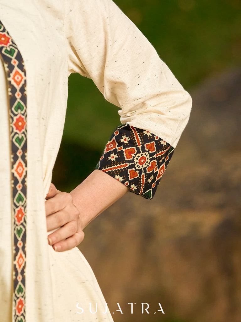 Classic Handloom Cotton Kurta with Sleeveless inner