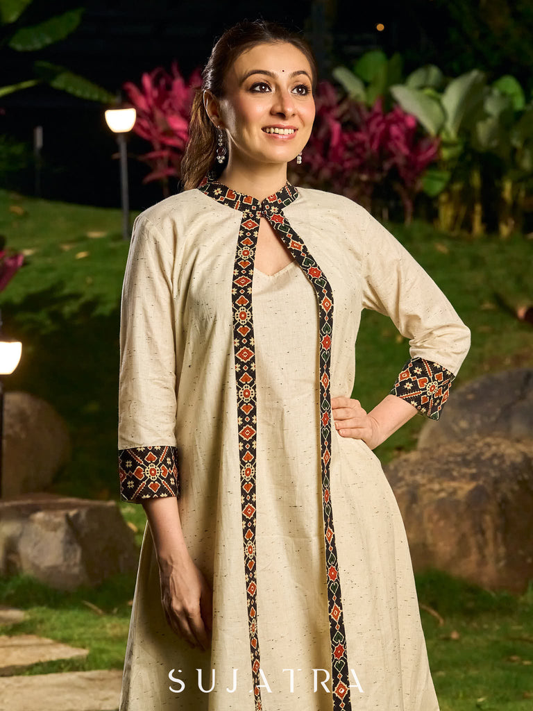 Classic Handloom Cotton Kurta with Sleeveless inner