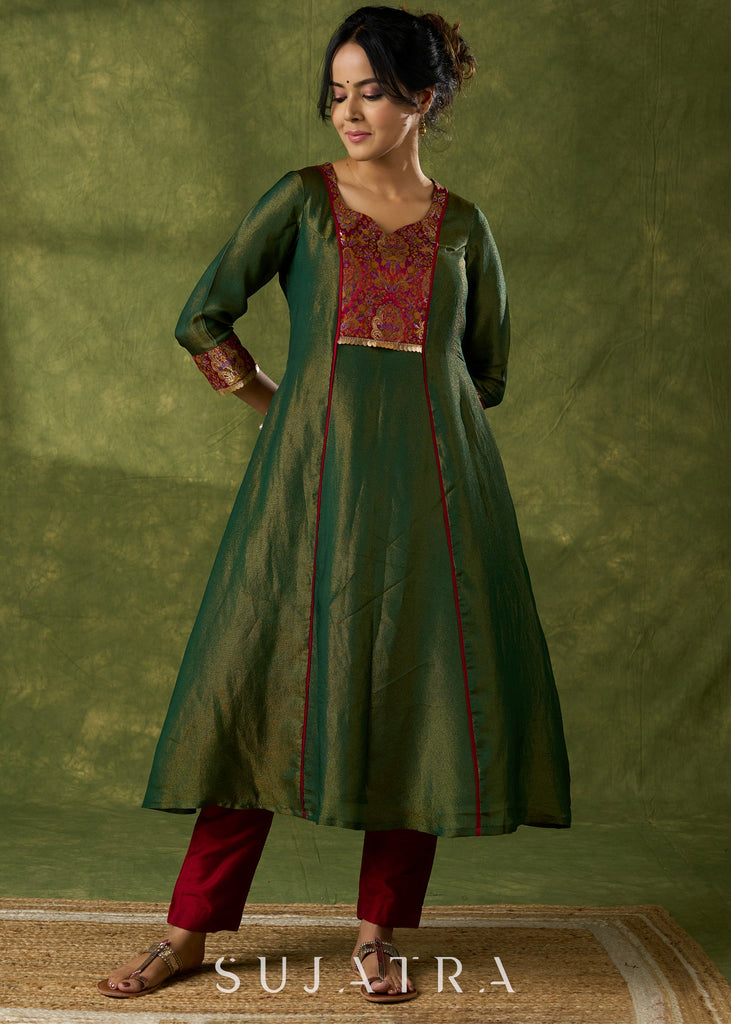 Maroon Cotton Silk Pant