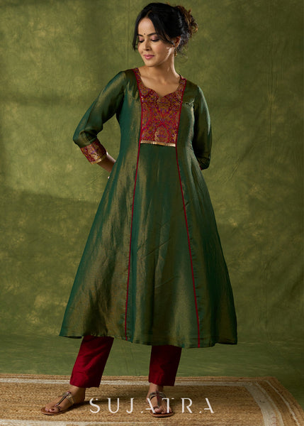 Maroon Cotton Silk Pant
