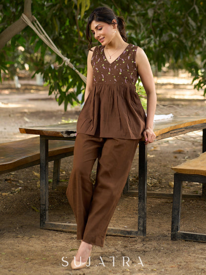 Brown Cotton Pant