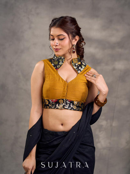 Chic Black Cotton Saree with All-over Sequins Embellishment
