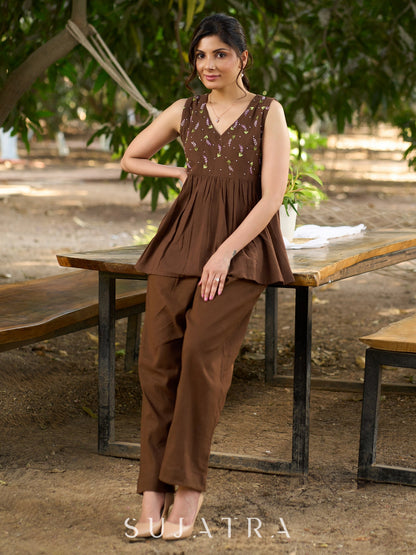 Brown Cotton Pant