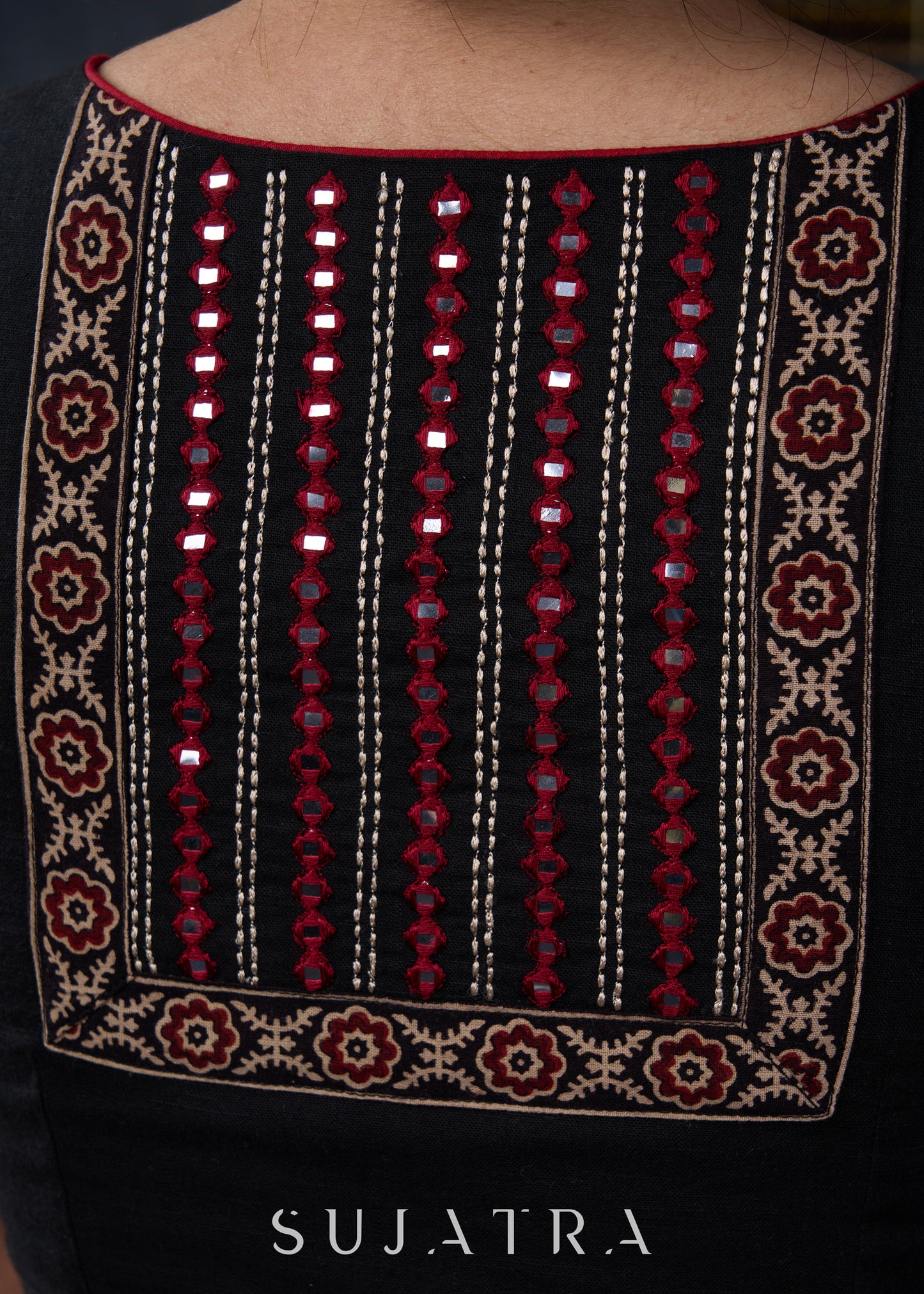 Beautiful Black Embroidered Designer Blouse - Plain Saree Optional