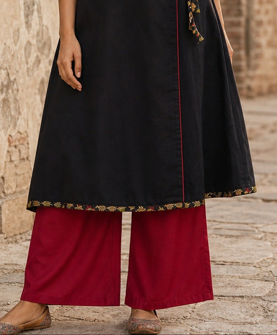 Elegant Maroon Cotton Silk Straight Pant