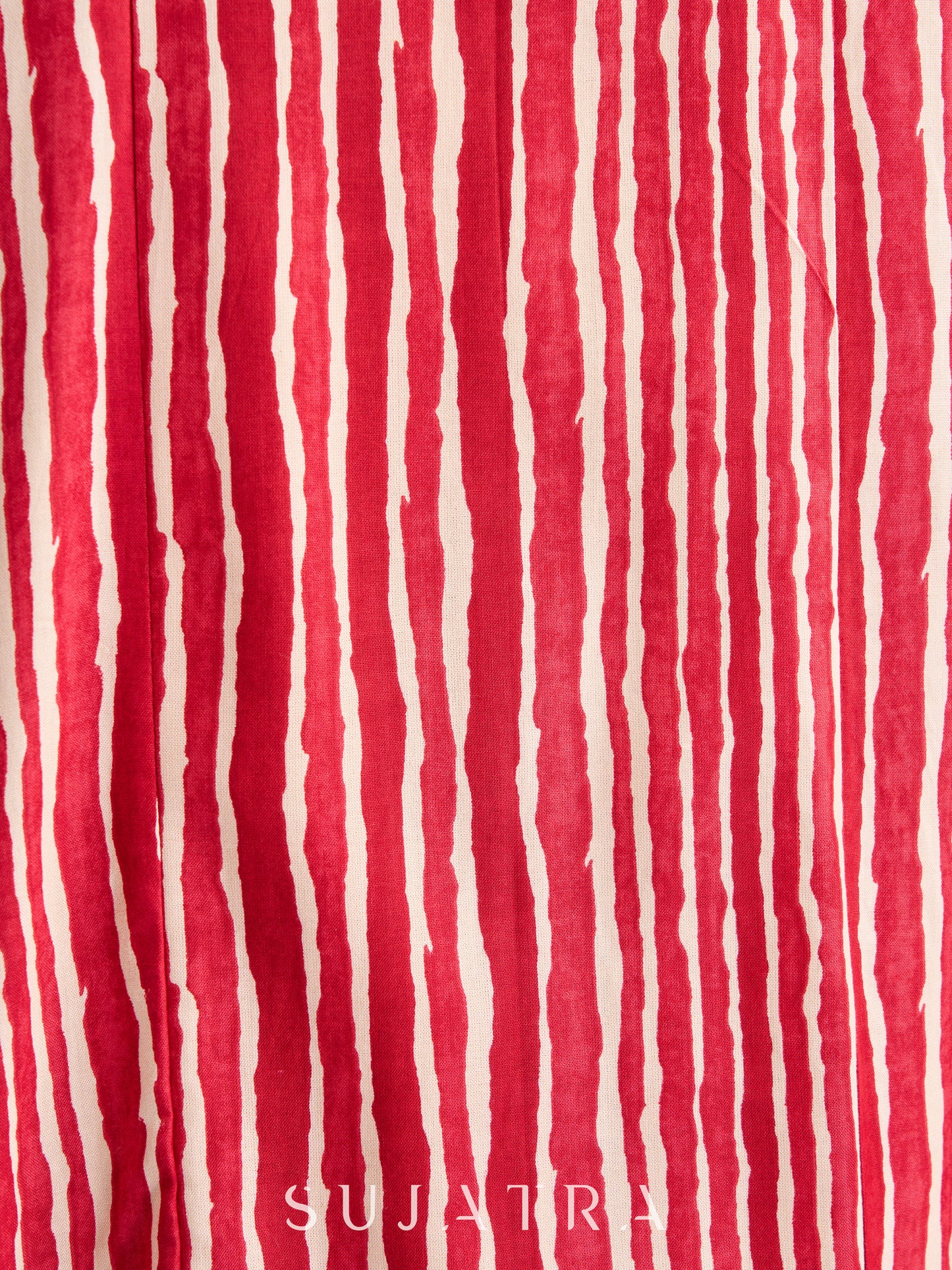 Elegant and flowy Red & White Striped Viscose Flared Kurta