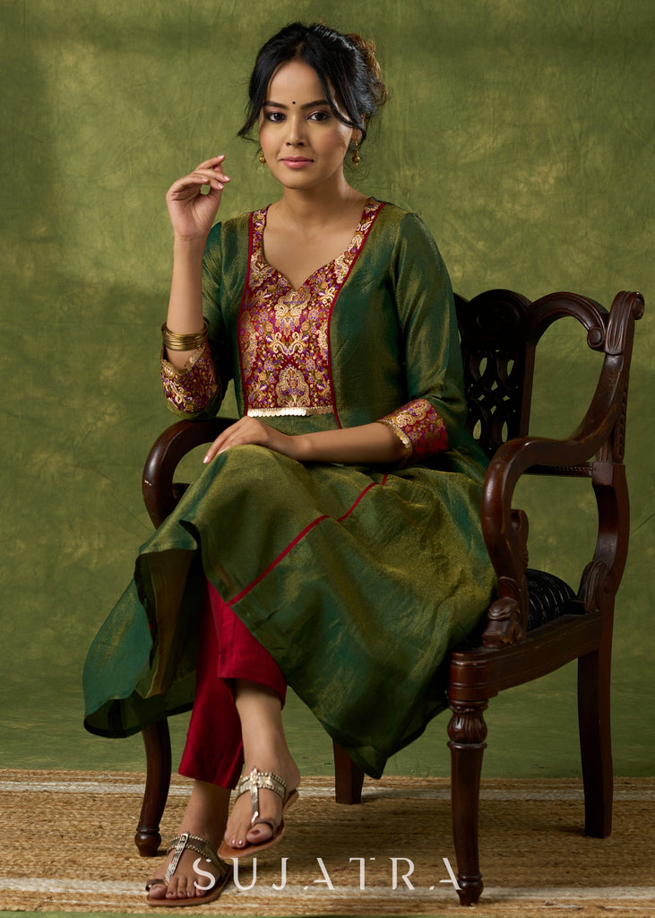 Maroon Cotton Silk Pant