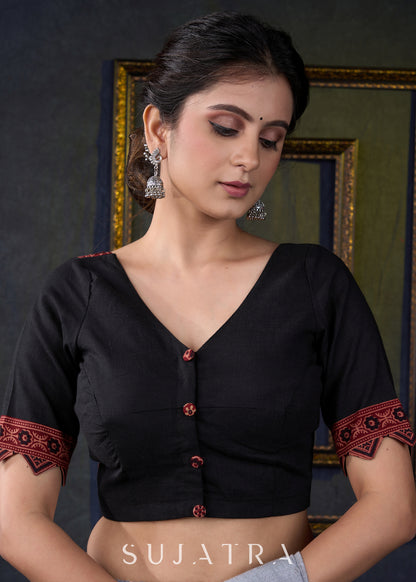 Stylish Black Ajrakh Combination Blouse