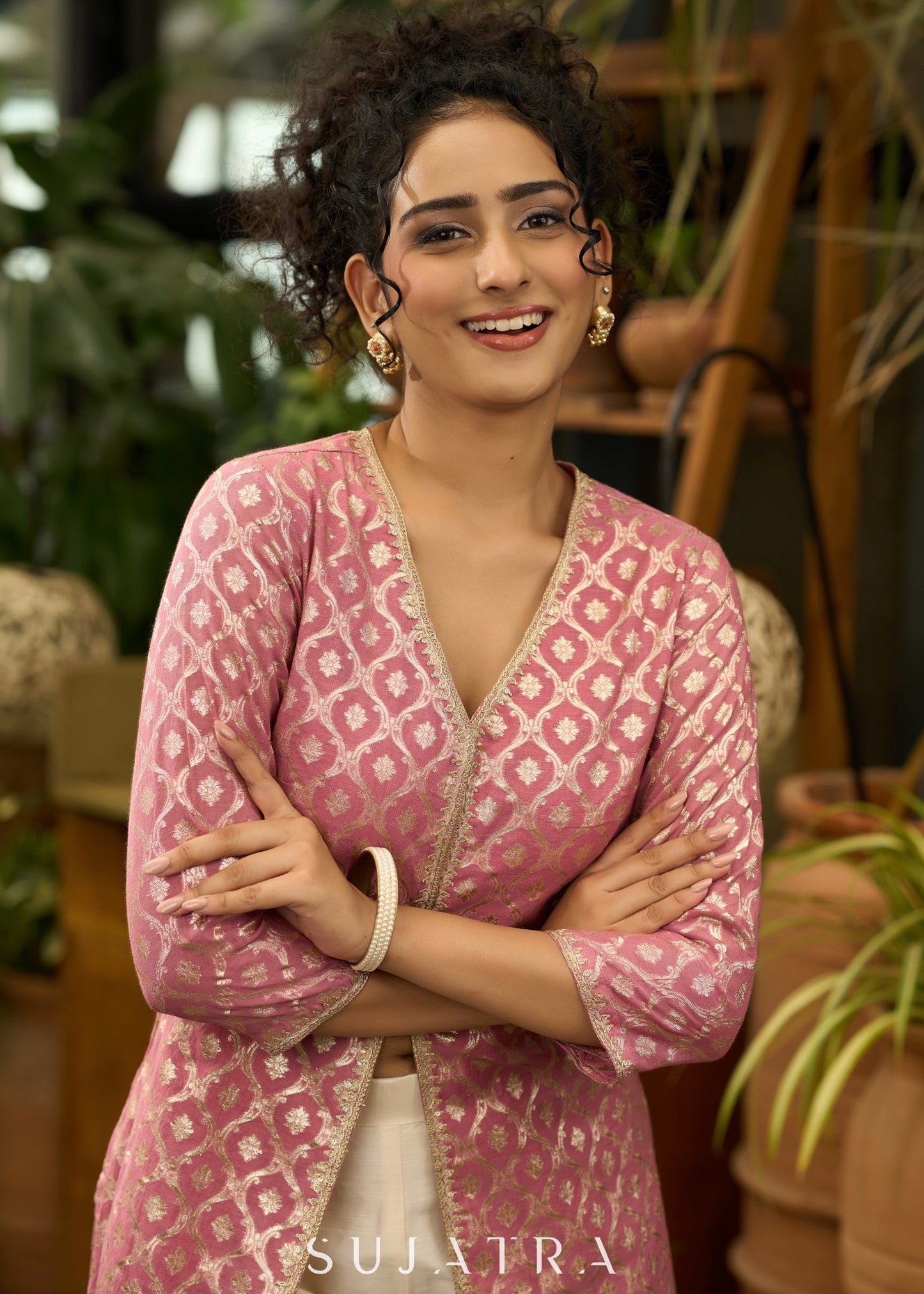 Beige Cotton Silk Pant