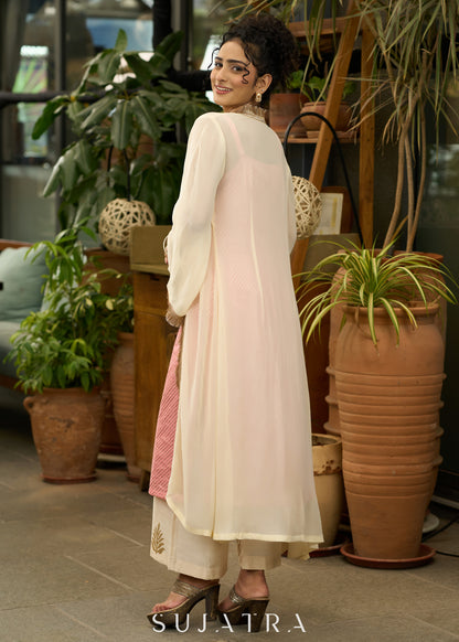 Off-white Georgette shrug with Bell sleeve - Dress and pant optional