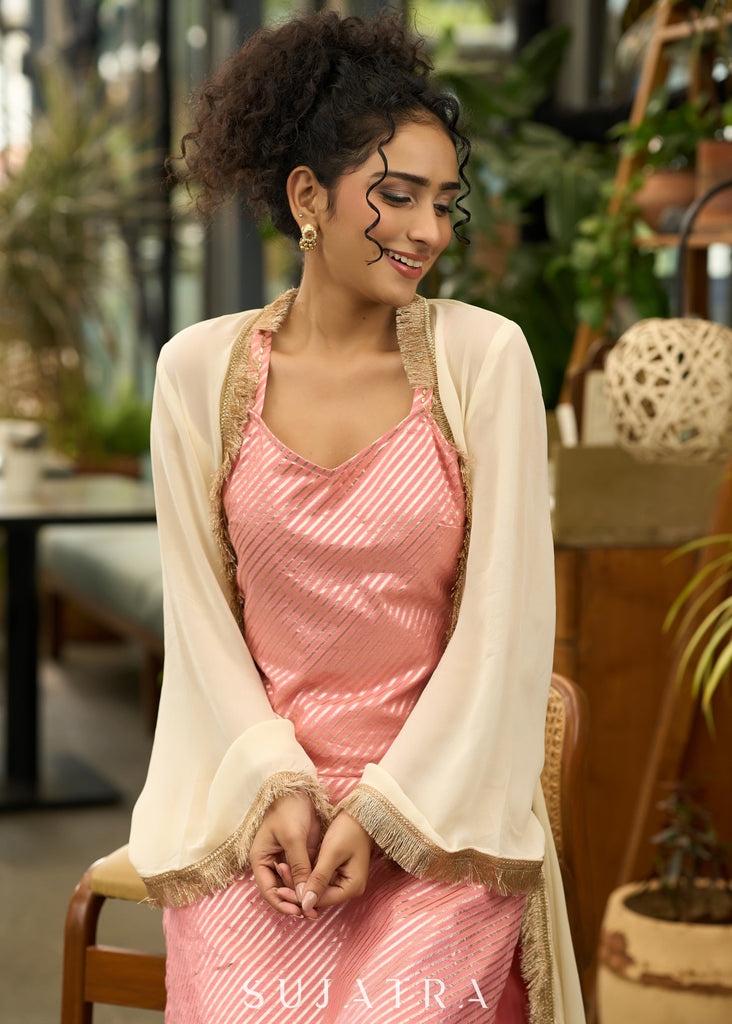 Beige Cotton Silk Pant
