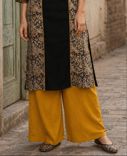 Regal Mustard Cotton Straight Pant