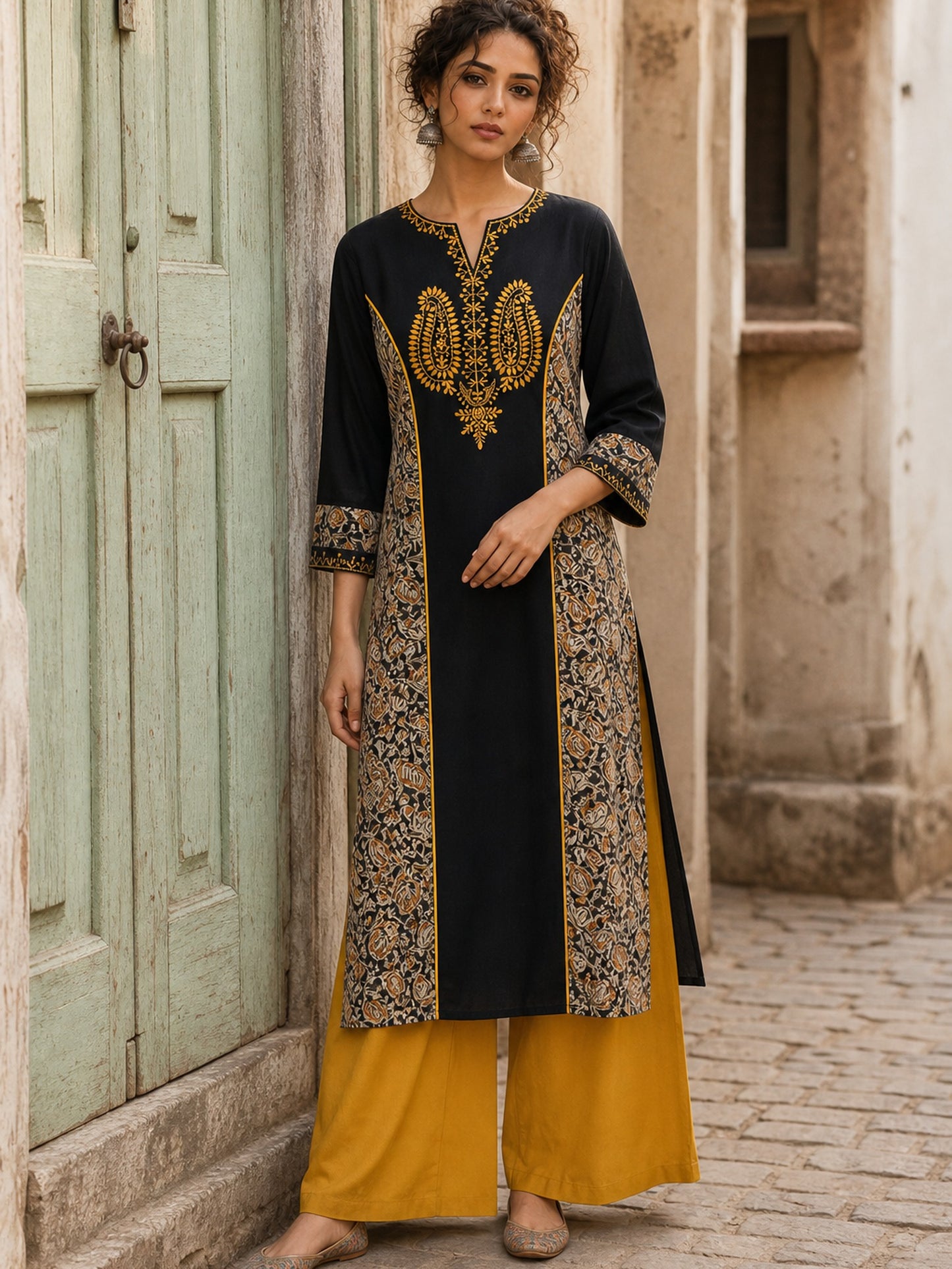 Regal Mustard Cotton Straight Pant