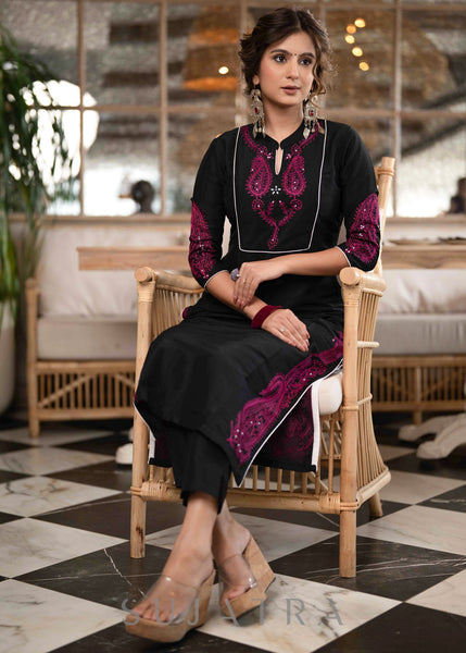 Black Cotton Silk Pant