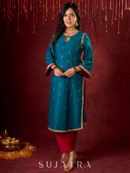 Maroon Cotton Silk Farsi Salwar