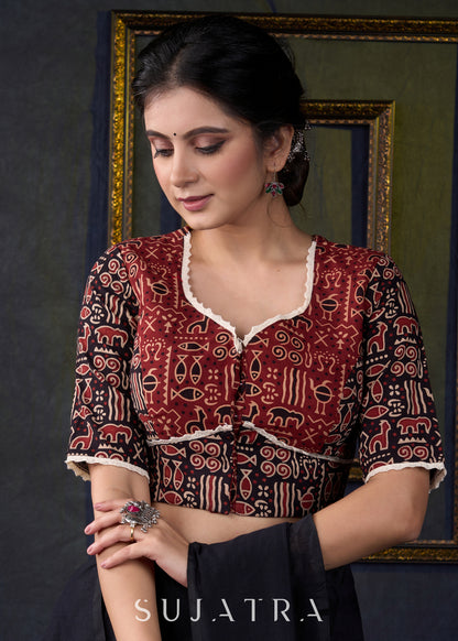Smart Ajrakh Combination Cotton Blouse