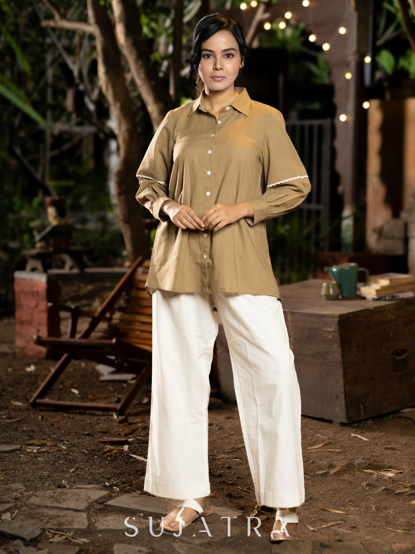Off White Cotton Pant