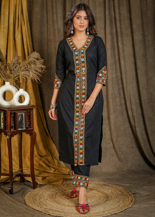 Black Cotton Silk Pant