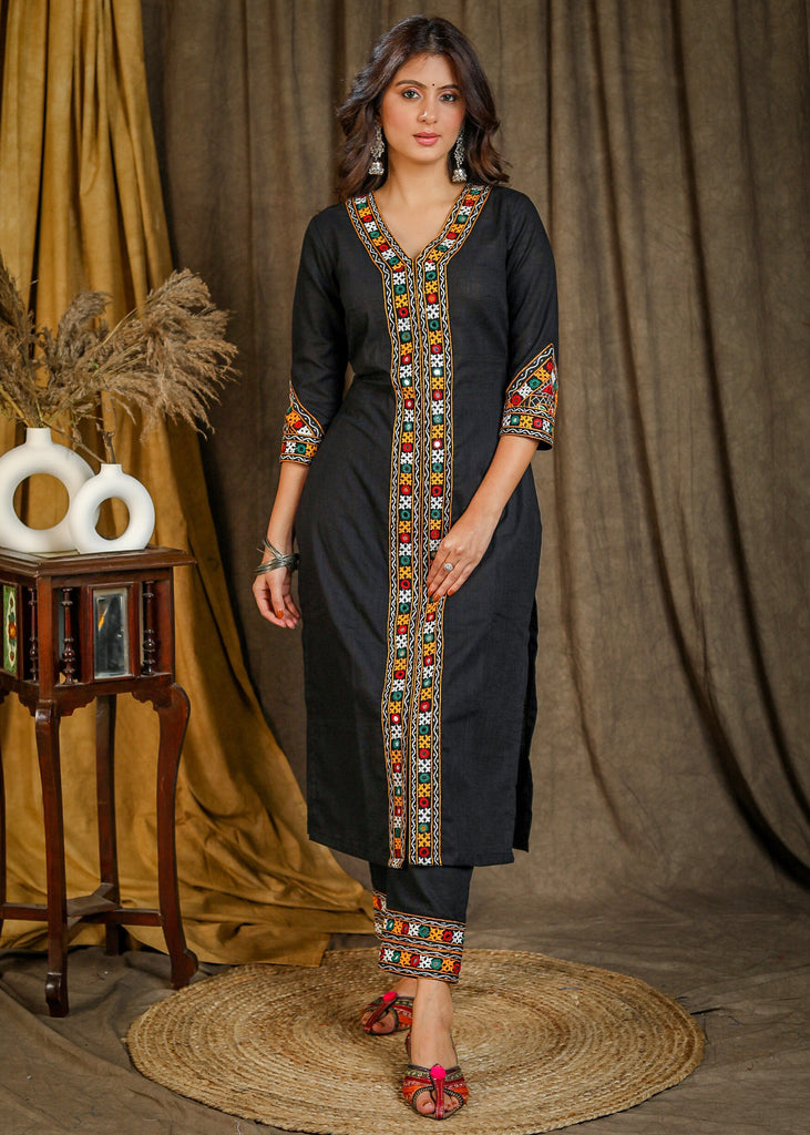 Black Cotton Silk Pant