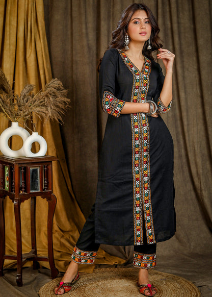 Black Cotton Silk Pant