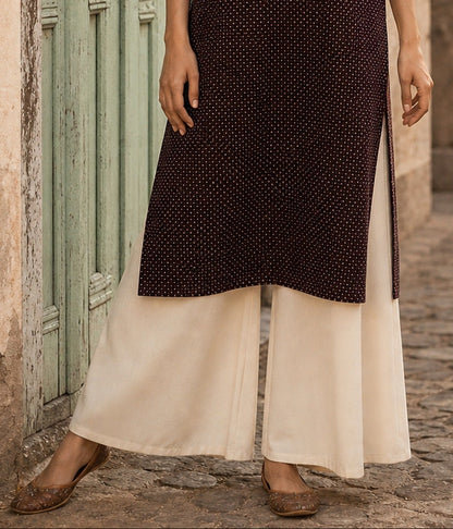 Timeless Ivory Cotton Flex Straight Cotton Pant