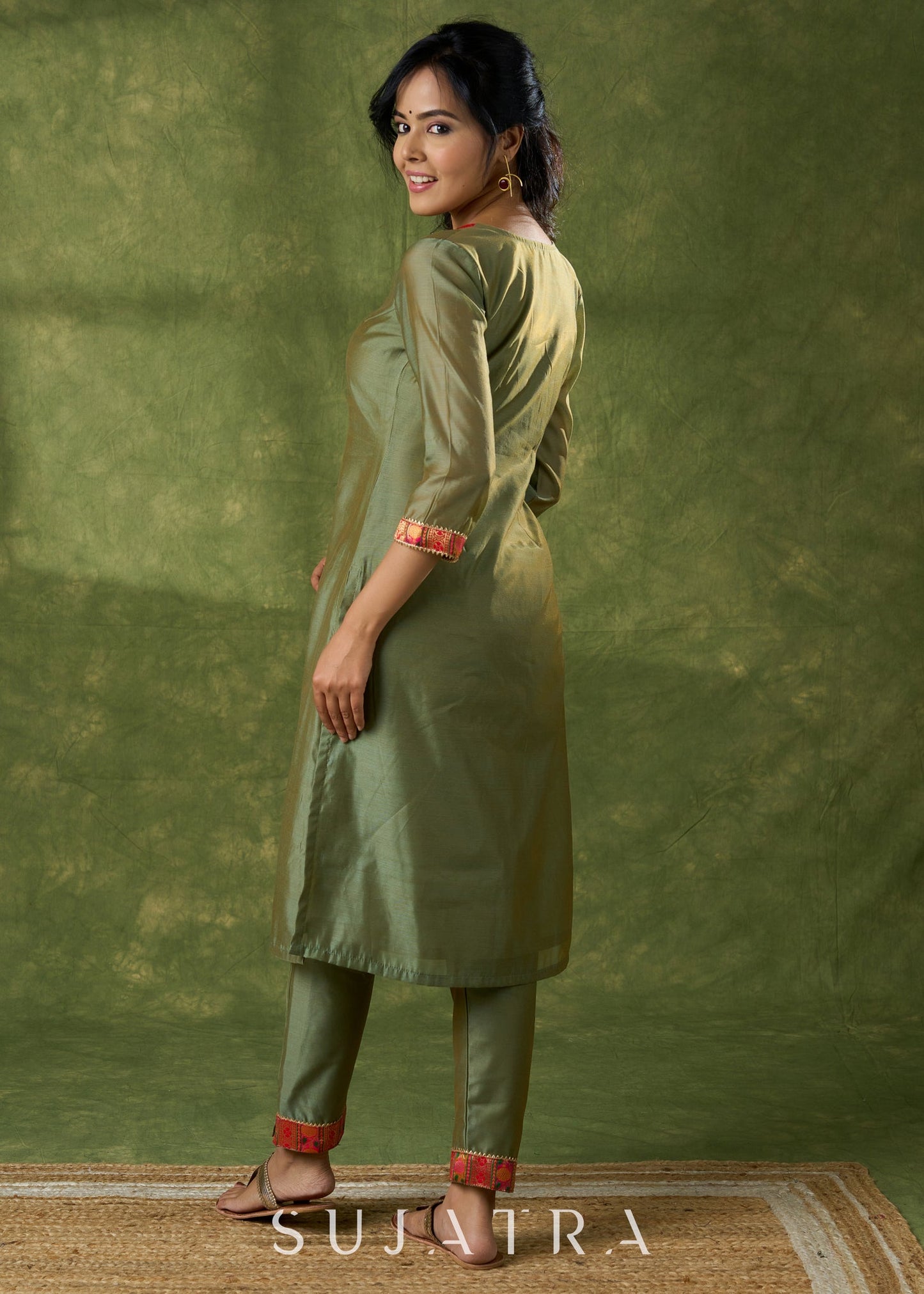 Mehandi Chanderi Pant