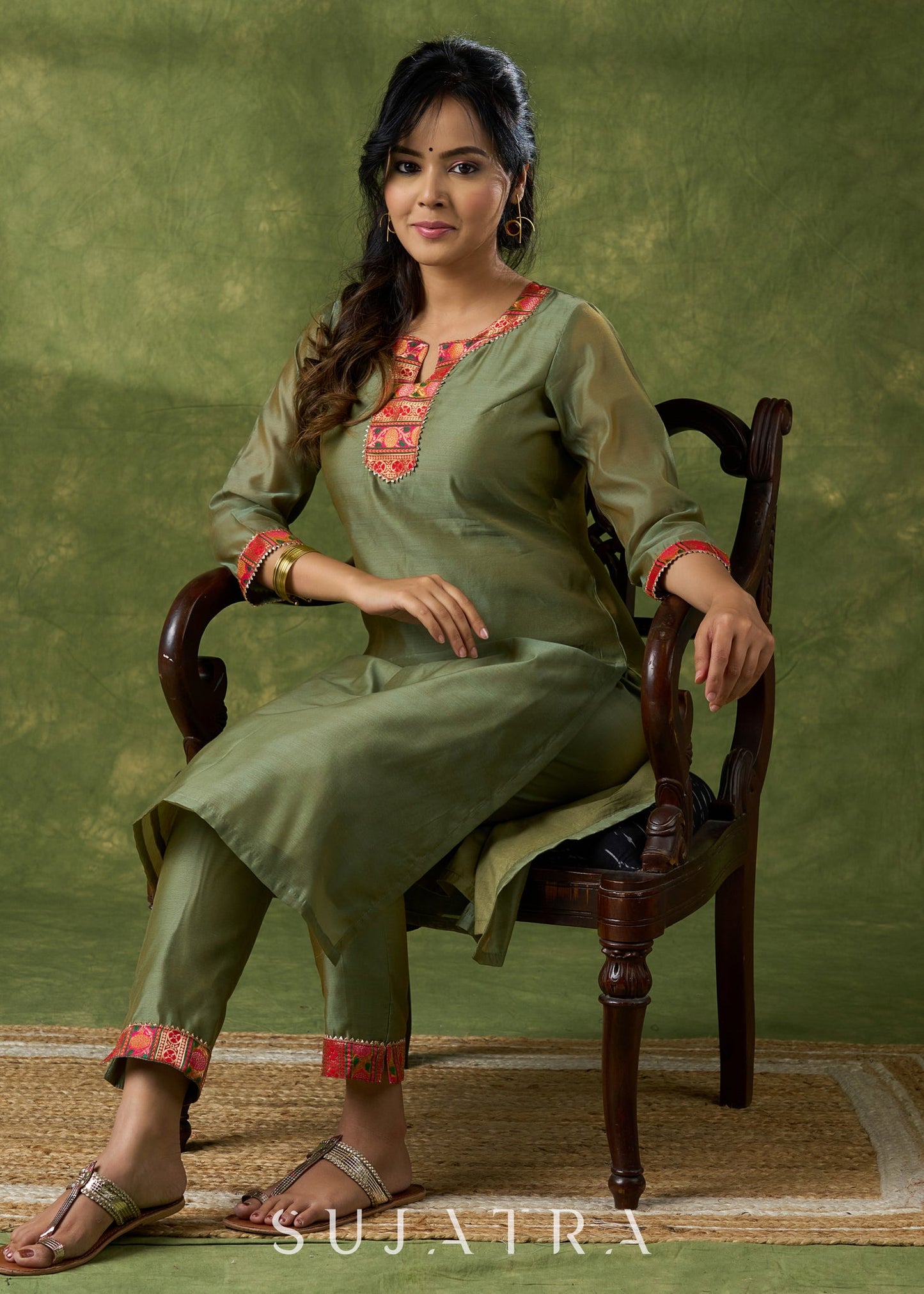 Mehandi Chanderi Pant