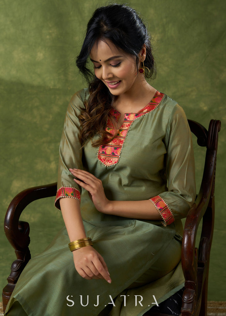 Mehandi Chanderi Pant