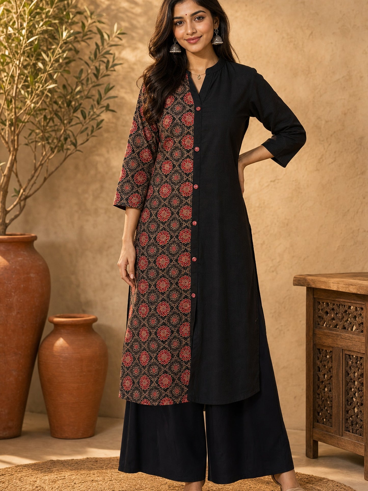 Bold Black Palazzo Cotton Pant