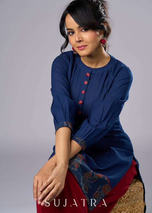 Unique Hand Painted Cotton Ajrakh Tunic  - Pant Additional