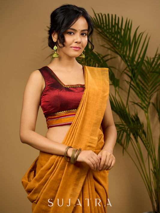 Stylist maroon khun sleeveless blouse - Optional Plain Saree