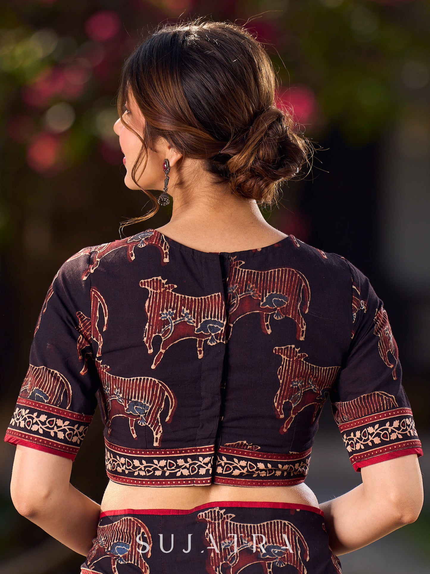 Noir Cotton Pichwai Print Ajrakh Blouse