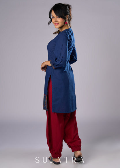 Unique Hand Painted Cotton Ajrakh Tunic  - Pant Additional