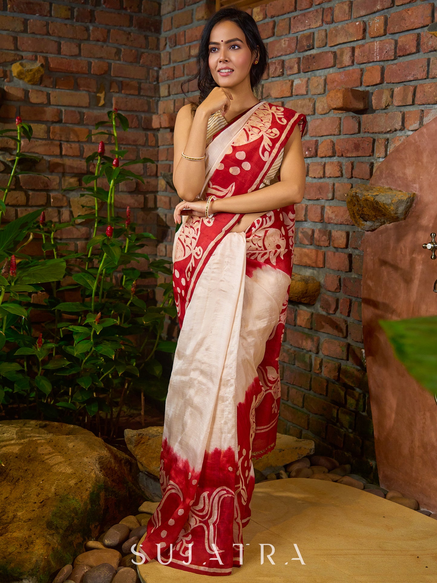 Pure silk masterpiece saree with statement fish patterns