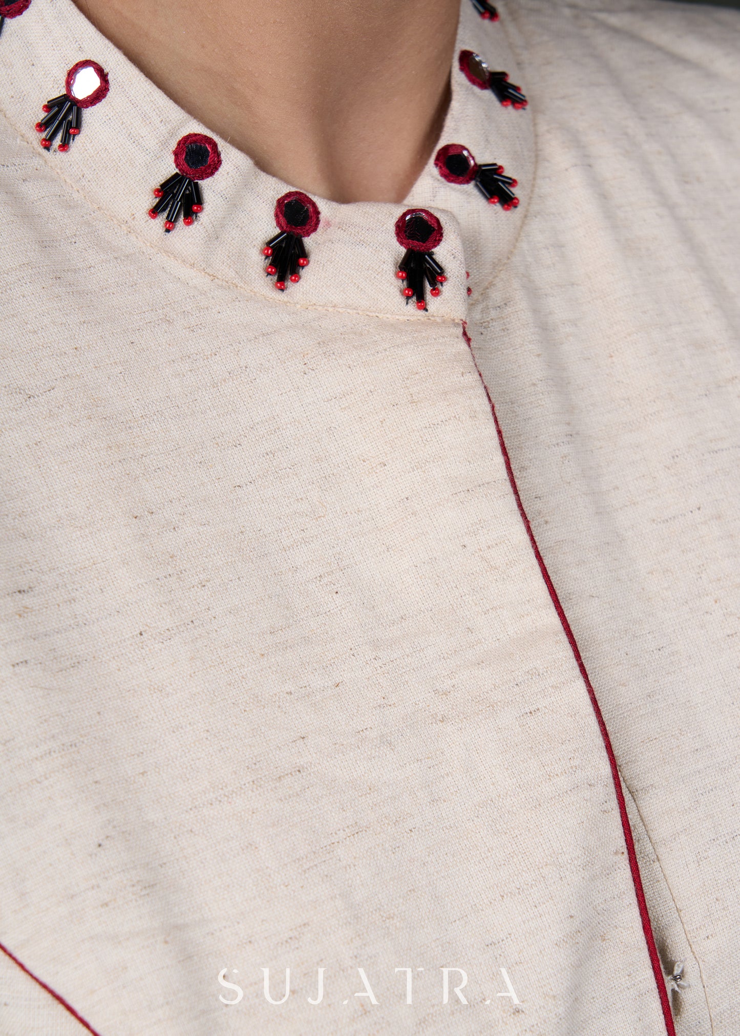 Beautiful off White Hand Embroidered Blouse