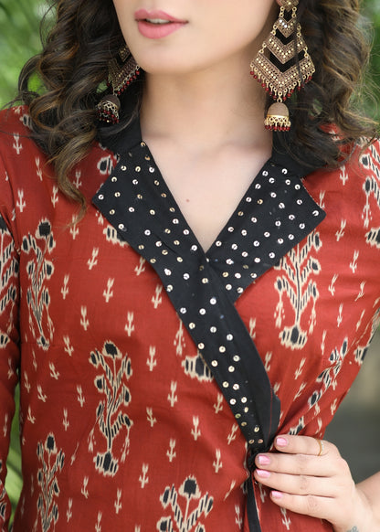 Stylish Cotton Printed Hand Embroidered Kurta -Pant Optional
