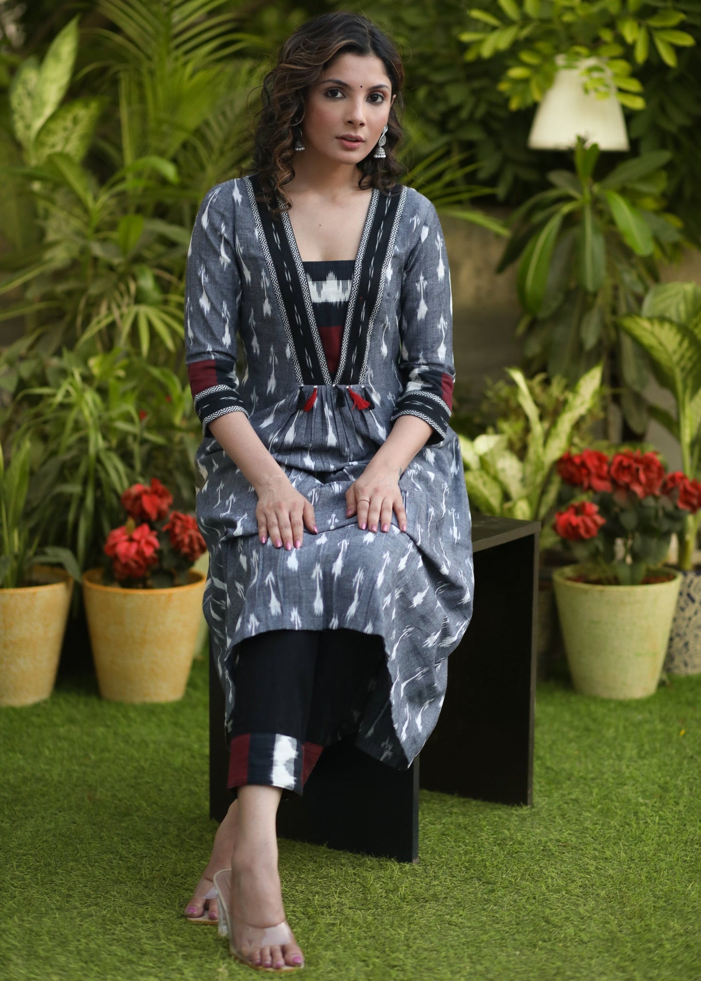 Black Cotton Silk Pant